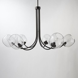 Lustre traditionnel à 6 lumières et abat-jour à bulles de verre
