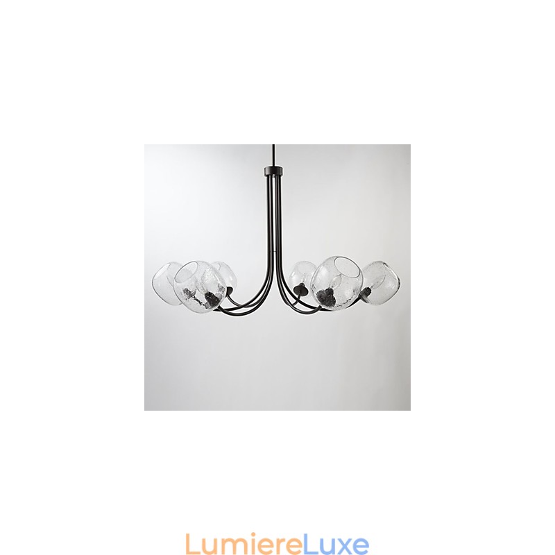 Lustre traditionnel à 6 lumières et abat-jour à bulles de verre