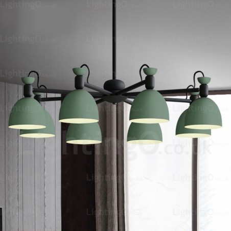 Lustre nordique à 8 lumières avec abat-jour en alliage d'aluminium Lustre nordique à 8 lumières avec abat-jour en alliage d'aluminium