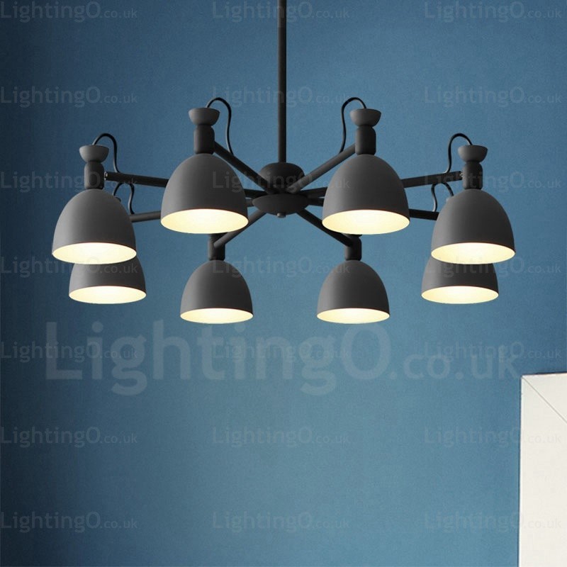 Lustre nordique à 8 lumières avec abat-jour en alliage d'aluminium