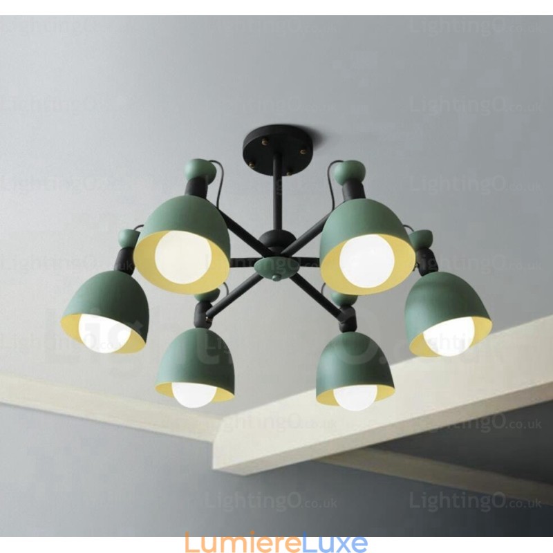 Lustre nordique à 6 lumières avec abat-jour en alliage d'aluminium