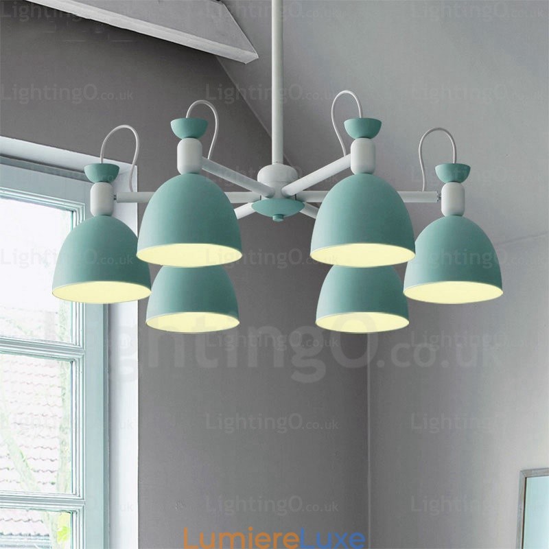 Lustre nordique à 6 lumières avec abat-jour en alliage d'aluminium