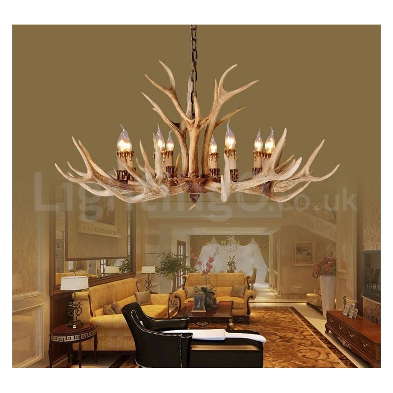 Lustre rustique nordique moderne contemporain à 8 lumières
