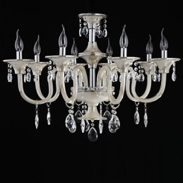 Lustre en verre de style palais à 8 lumières avec ampoule à bougie