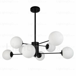 Lustre contemporain moderne à 8 lumières avec abat-jour en verre