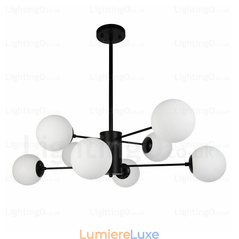 Lustre contemporain moderne à 8 lumières avec abat-jour en verre