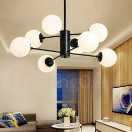 Lustre contemporain moderne à 8 lumières avec abat-jour en verre