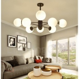 Lustre contemporain moderne à 8 lumières avec abat-jour en verre