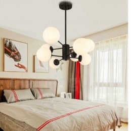 Lustre contemporain moderne à 8 lumières avec abat-jour en verre