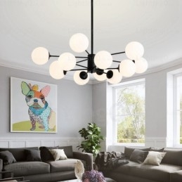 Lustre nordique à 12 lumières avec abat-jour en verre