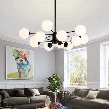 Lustre nordique à 12 lumières avec abat-jour en verre Lustre nordique à 12 lumières avec abat-jour en verre