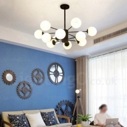 Lustre nordique à 12 lumières avec abat-jour en verre