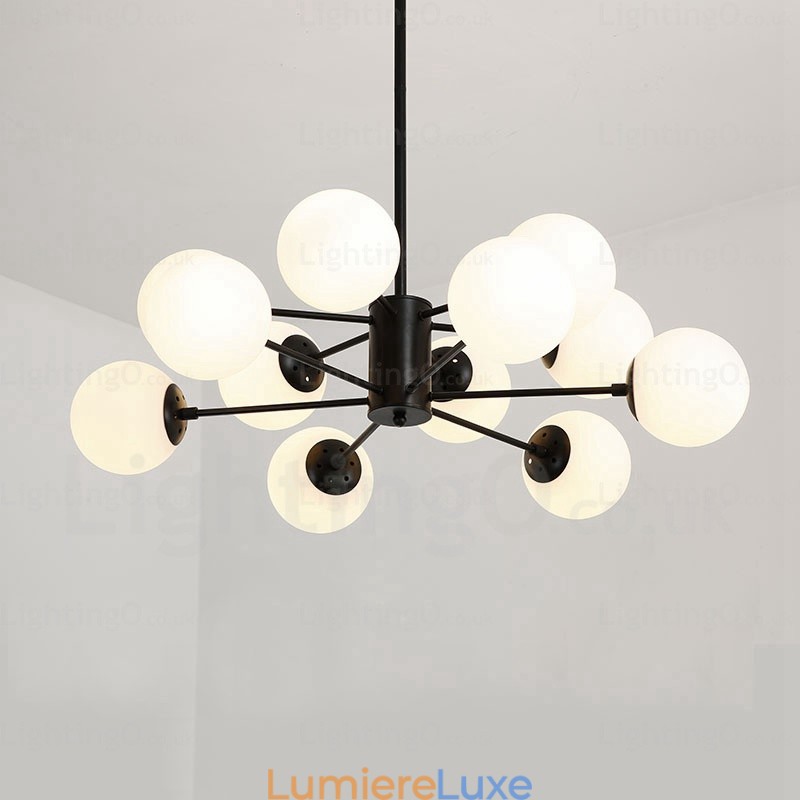 Lustre nordique à 12 lumières avec abat-jour en verre