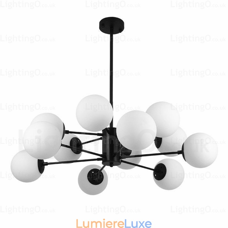 Lustre nordique à 12 lumières avec abat-jour en verre