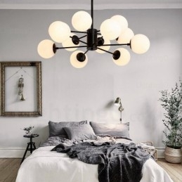 Lustre nordique à 12 lumières avec abat-jour en verre