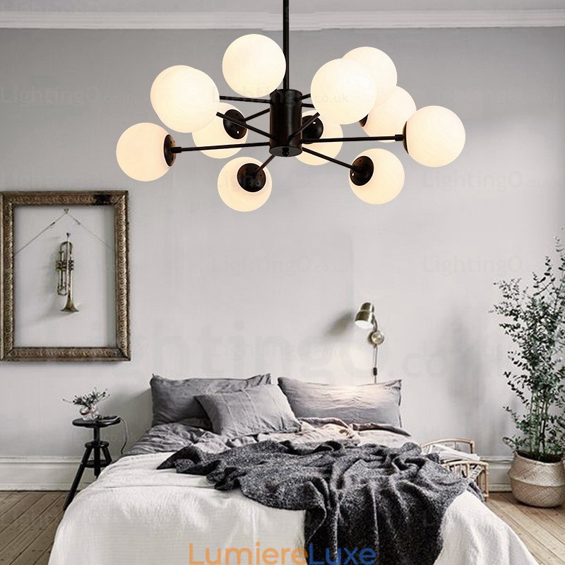Lustre nordique à 12 lumières avec abat-jour en verre