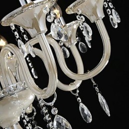 Lustre en verre de style palais à 8 lumières avec ampoule à bougie