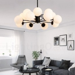 Lustre nordique à 16 lumières avec abat-jour en verre