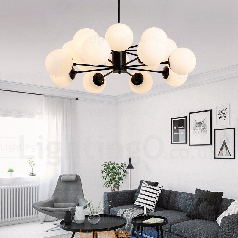 Lustre nordique à 16 lumières avec abat-jour en verre