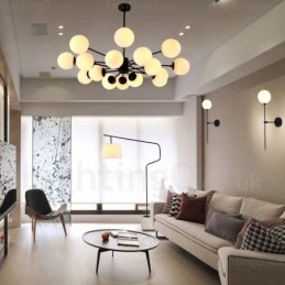 Lustre nordique à 16 lumières avec abat-jour en verre