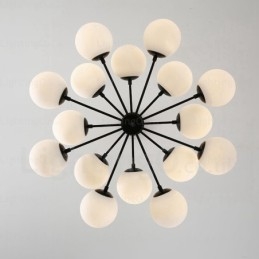 Lustre nordique à 16 lumières avec abat-jour en verre