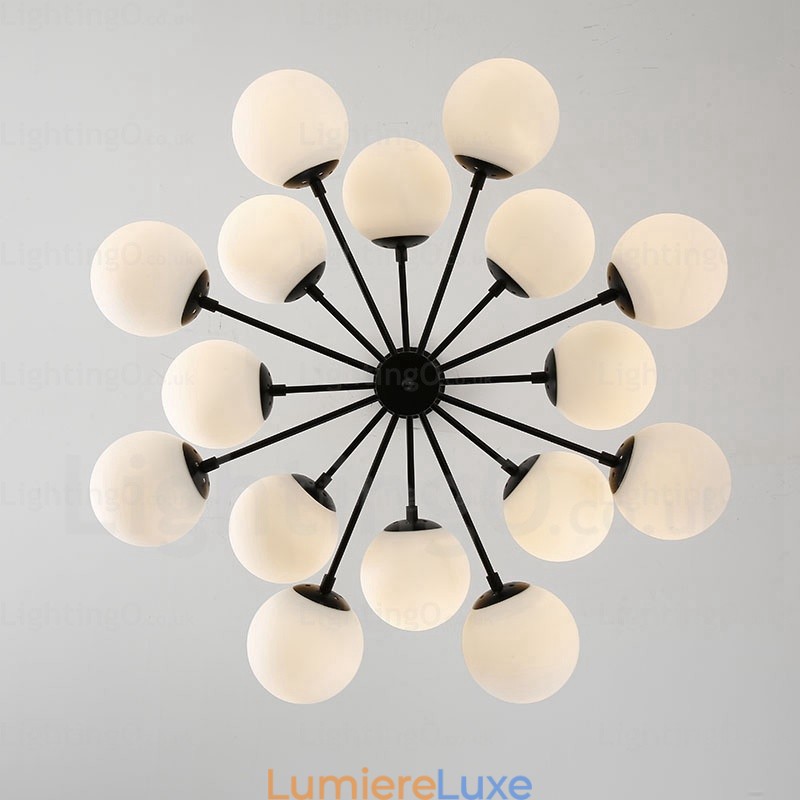 Lustre nordique à 16 lumières avec abat-jour en verre