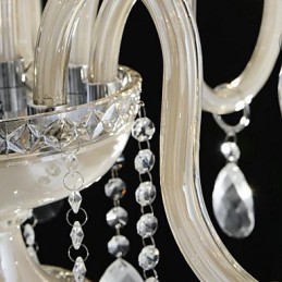 Lustre en verre de style palais à 8 lumières avec ampoule à bougie