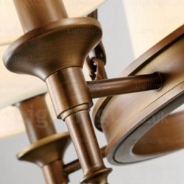 Suspension rustique nordique à 8 lumières avec abat-jour en tissu