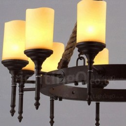 Suspension rustique vintage rétro à 12 lumières avec abat-jour en verre