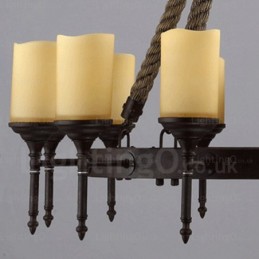 Suspension rustique vintage rétro à 12 lumières avec abat-jour en verre