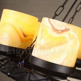 Suspension rustique vintage rétro à 8 lumières avec abat-jour en verre