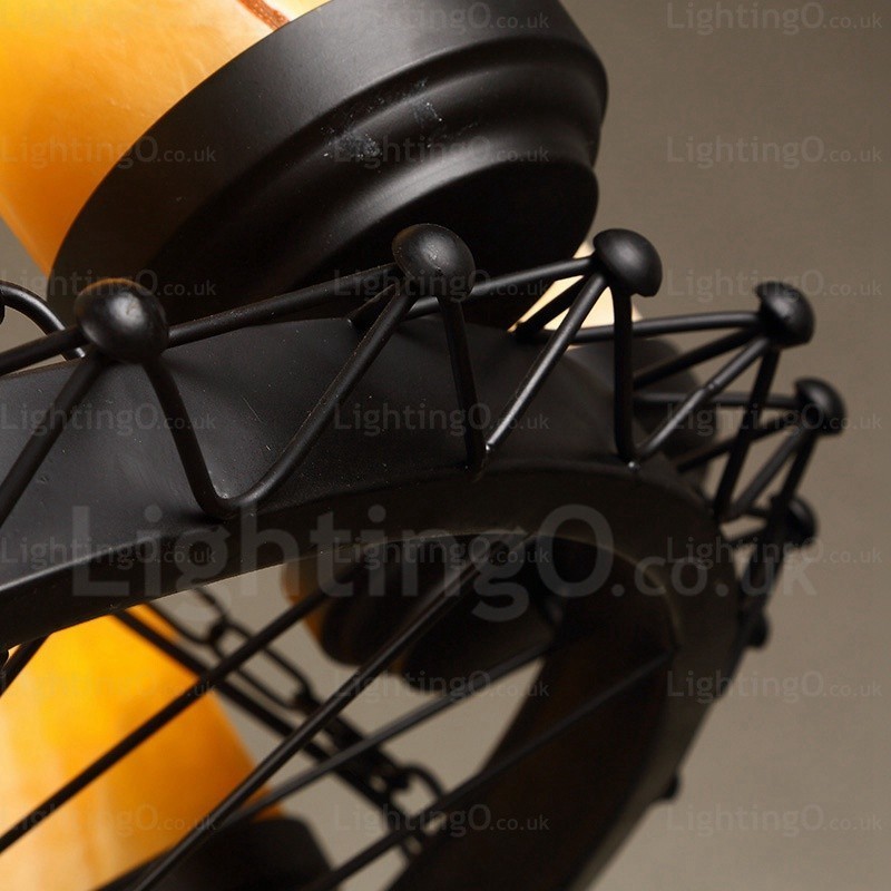 Suspension rustique vintage rétro à 8 lumières avec abat-jour en verre