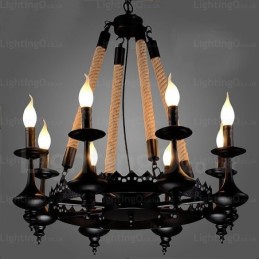 Suspension rustique à 8 lumières
