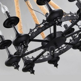 Suspension rustique à 8 lumières