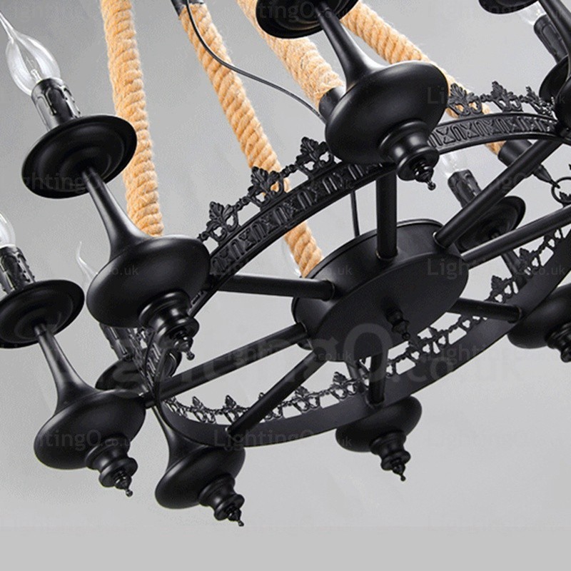 Suspension rustique à 8 lumières