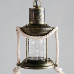 Suspension rustique vintage rétro à 2 lumières avec abat-jour en verre
