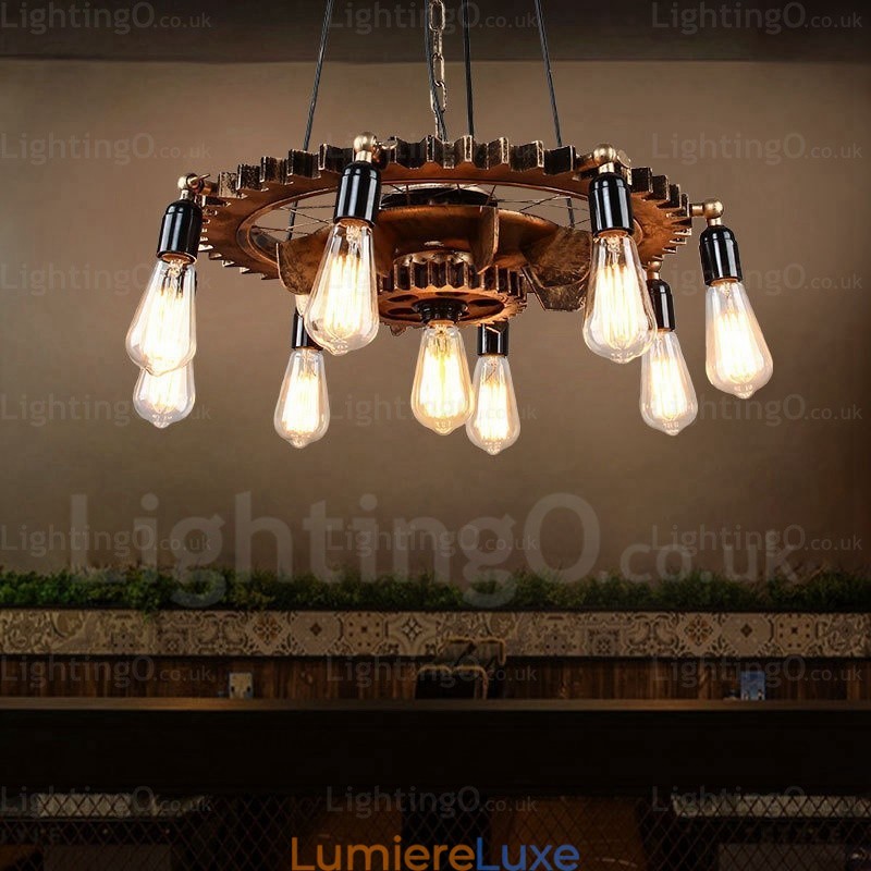 Suspension rétro vintage à 9 lumières