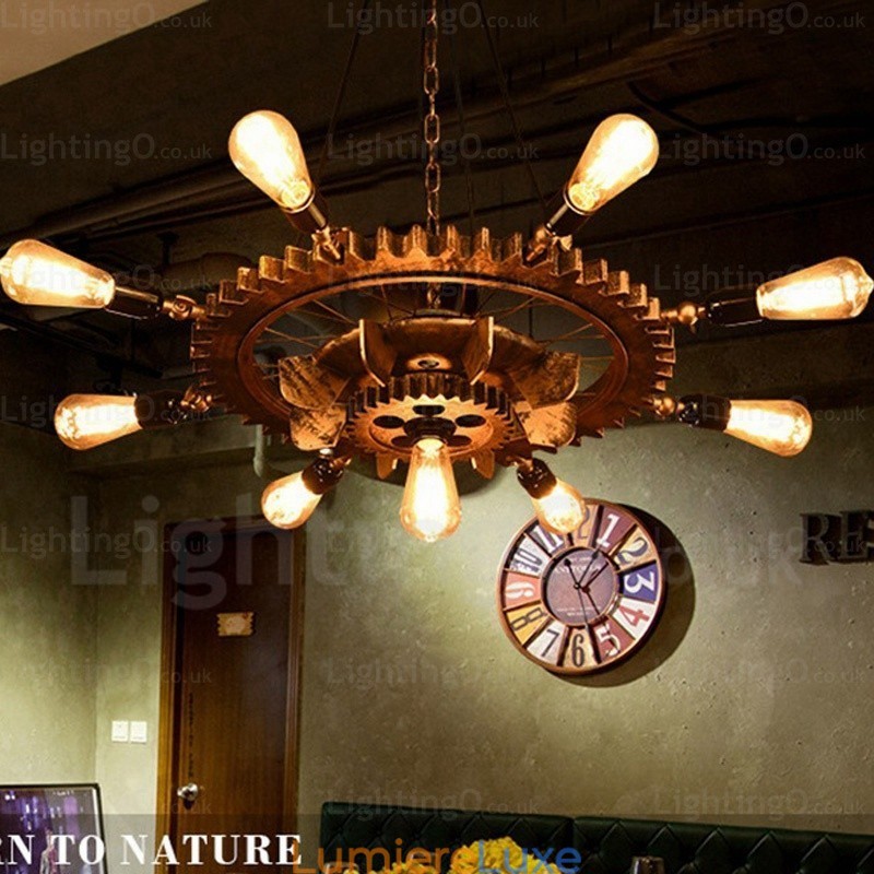 Suspension rétro vintage à 9 lumières
