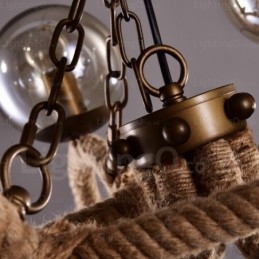 Suspension rétro vintage à 6 lampes avec abat-jour en verre