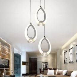 Suspension contemporaine moderne à 1 lumière avec abat-jour en cristal