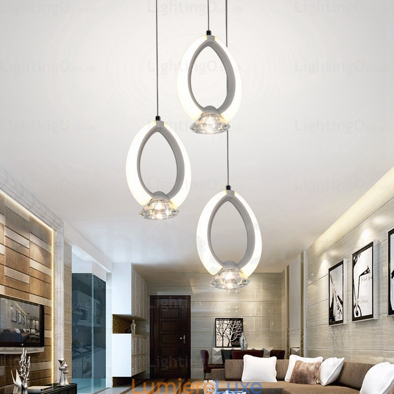 Suspension contemporaine moderne à 1 lumière avec abat-jour en cristal