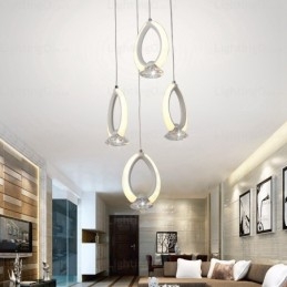 Suspension contemporaine moderne à 1 lumière avec abat-jour en cristal