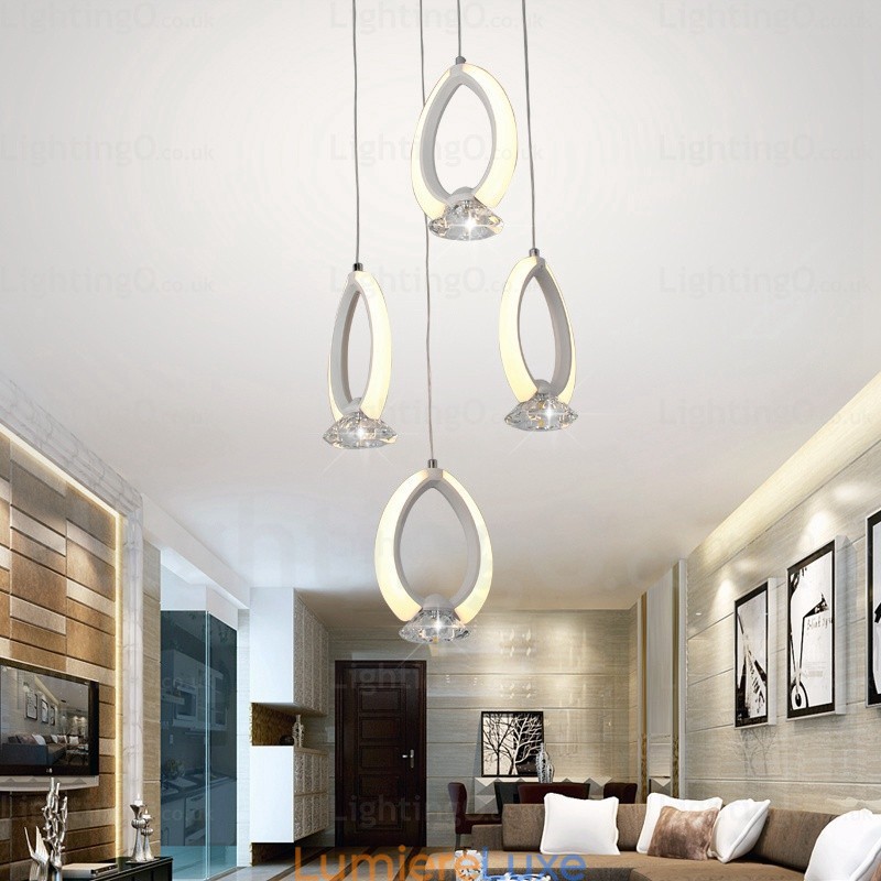 Suspension contemporaine moderne à 1 lumière avec abat-jour en cristal