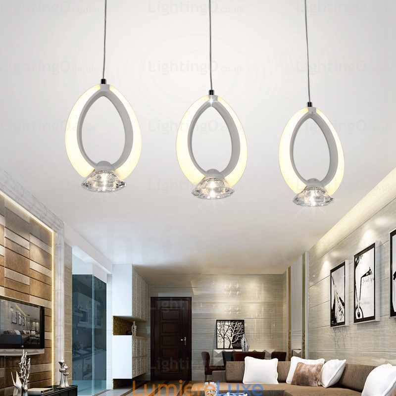 Suspension contemporaine moderne à 1 lumière avec abat-jour en cristal