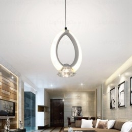 Suspension contemporaine moderne à 1 lumière avec abat-jour en cristal