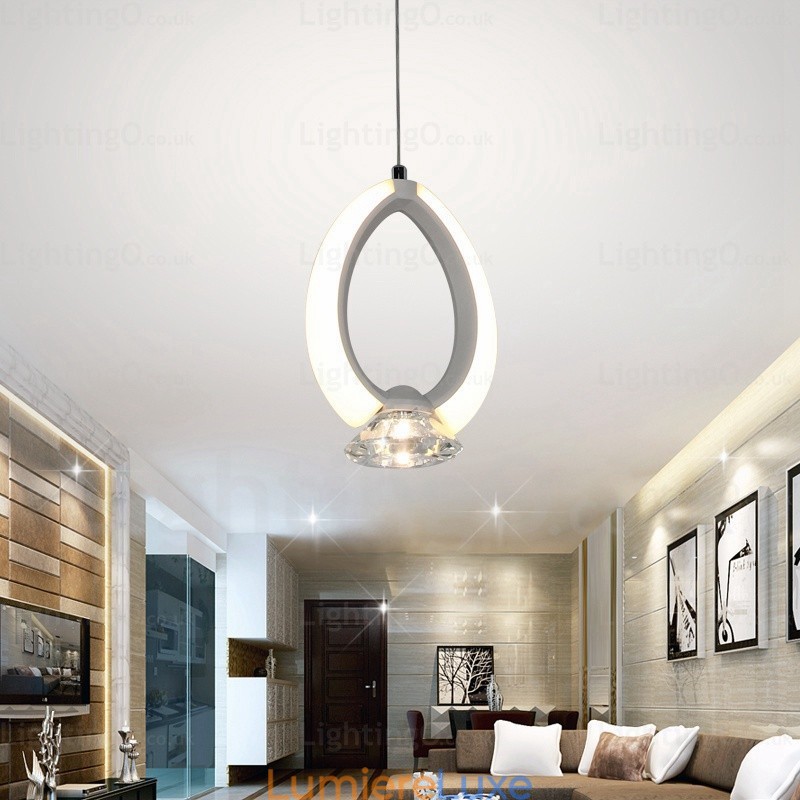 Suspension contemporaine moderne à 1 lumière avec abat-jour en cristal