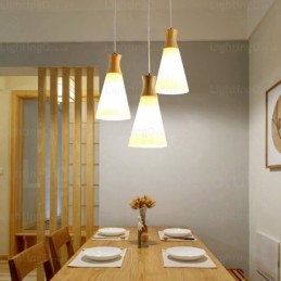 Suspension nordique contemporaine moderne à 1 lumière avec abat-jour en verre