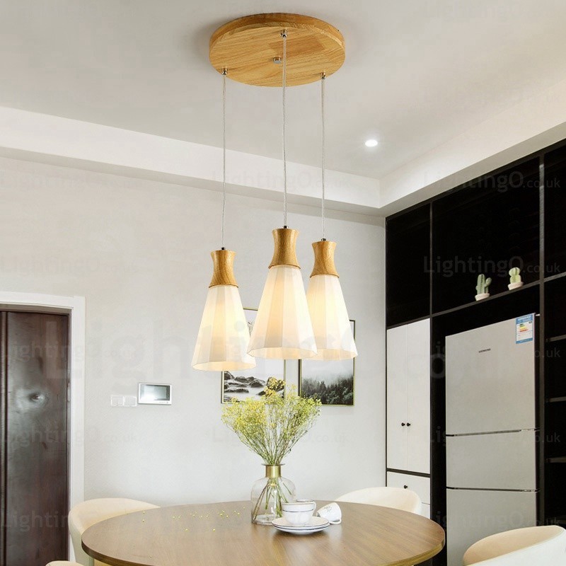 Suspension nordique contemporaine moderne à 1 lumière avec abat-jour en verre