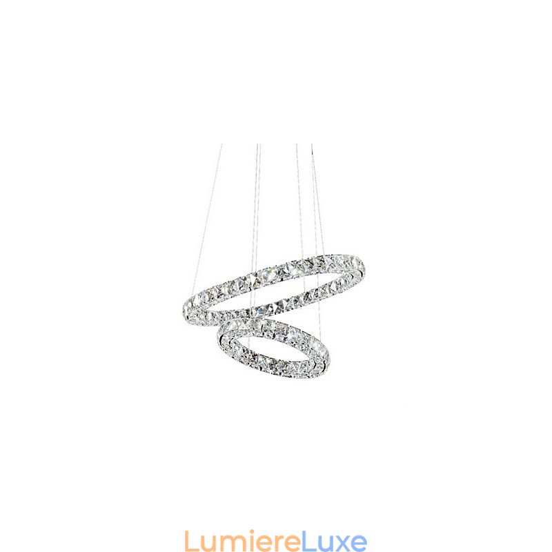 Suspension en cristal K9 moderne à 2 anneaux et 3 côtés, luminaire d'intérieur