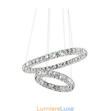 Suspension en cristal K9 moderne à 2 anneaux et 3 côtés, luminaire d'intérieur Suspension en cristal K9 moderne à 2 anneaux et 3 côtés, luminaire d'intérieur